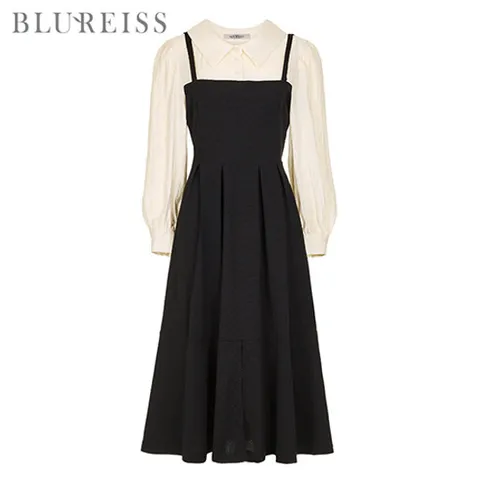 셔츠카라배색핀턱원피스_BI5S1OP3031