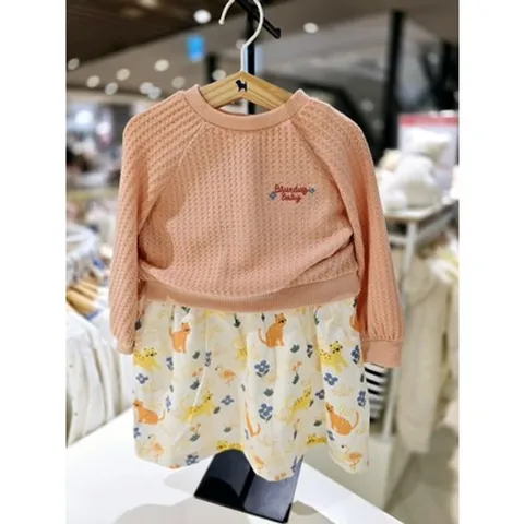 [ 현대백화점 ][블루독베이비] 25 SS(OR)애니멀 올오버 레이어드 드레스 원피스 돌 선물 간절기 나들이 봄 신상 (45114400