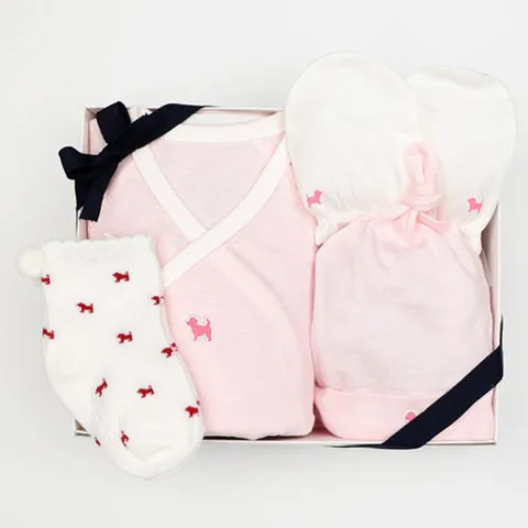 [ 현대백화점 ]HP)블루독베이비]PK)배내저고리4종핑크도기덧신세트(45170-000-07)신생아.선물.사계절