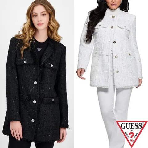 게스 GUESS 20018444 여자 노엘리 스팽글 트위드 시퀸 자켓