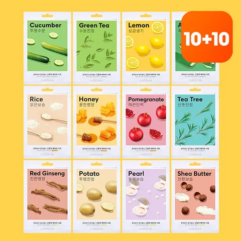 [10+10][미샤] 에어리 밀착 시트 마스크팩 5종 택1
