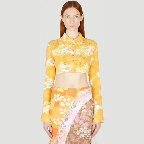 레이브 리뷰 플라워 크롭 셔츠 SS2321