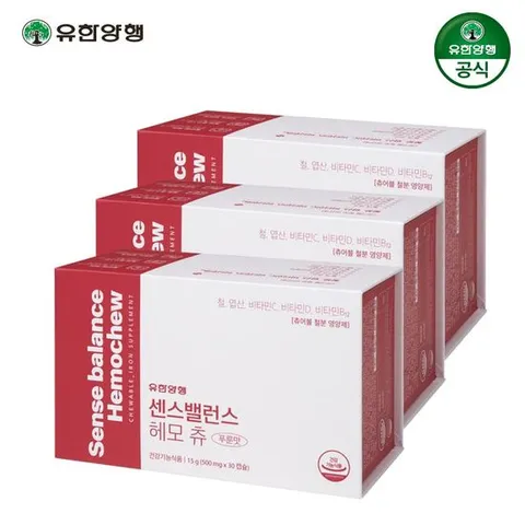 유한양행 센스밸런스 헤모츄 엽산 철분 케어 90포 3개월분