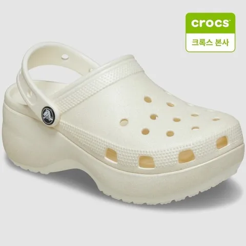 [ 현대백화점 ][크록스 본사]여성 플랫폼 글리터 클로그 207241-0WV 쵸크