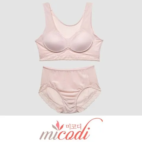 (미코디) 풍기인견 몰드 노와이어 탑 브라팬티