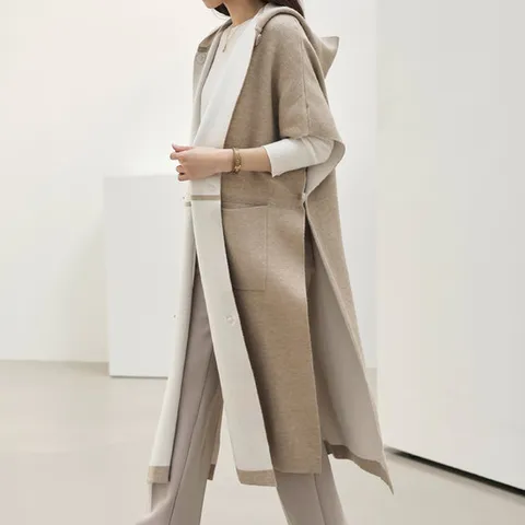 [모노앳디] 엔느 후드 5부 롱 니트 가디건