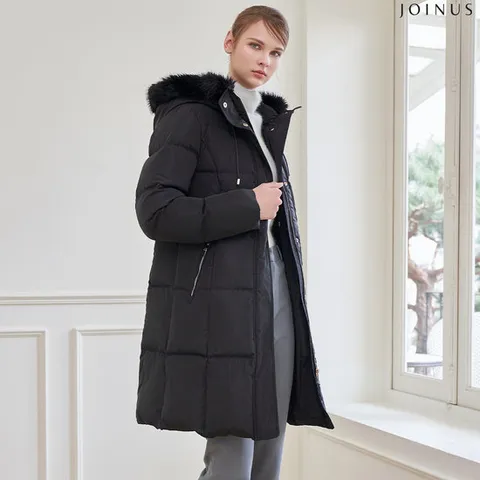 조이너스 블랙 퍼 트리밍 다운 코트 J244B801A_11