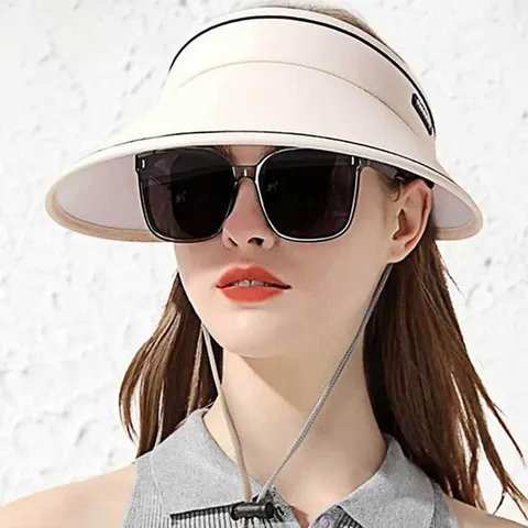 여자모자 UV차단 여름 썬캡 아이보리 와이드 베이직
