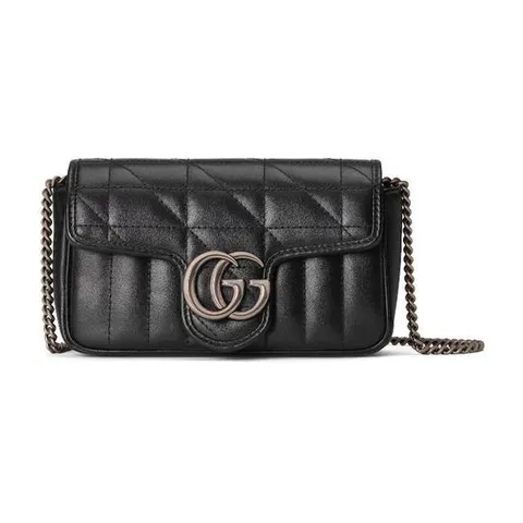 [ 롯데백화점 ][구찌]GG 마몽 마틀라세 가죽 수퍼 미니백(블랙) 476433-DTD5N-1000