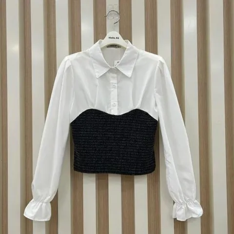 수튜디오AG HC11 배색블라우스 M2433BL10