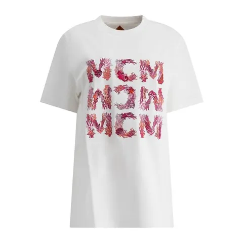 엠씨엠 그래픽 프린트 크루넥 반팔 티셔츠 MHTFSMM16 WHITE