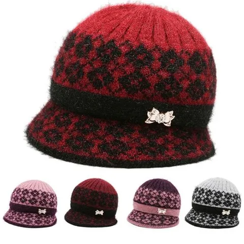 중년 장년 안감 융털 여성 겨울 예쁜 꽃리본 캡비니