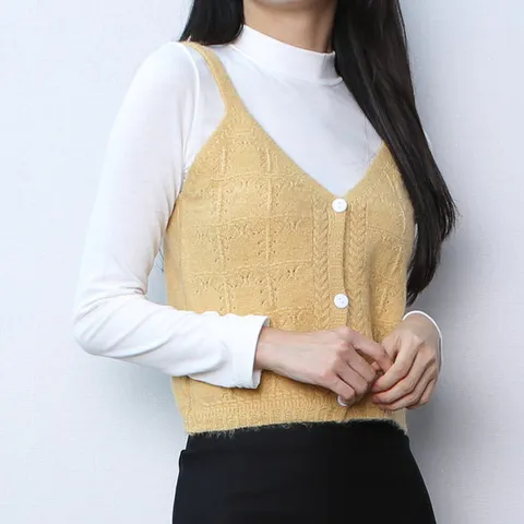 파라노말샵 / 6색 보들 버튼 뷔스티에 조끼 가디건 (파라노말샵)