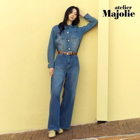 아뜰리에마졸리 사이드 플리츠 와이드 데님 팬츠 1종 [런칭 가격 89,900원]