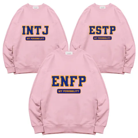 [글래드블리스]클래식MBTI 3단쭈리 오버핏 맨투맨 핑크