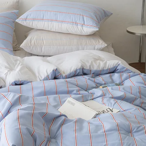 아토앤알로 오디너리 스트라이프 옥수수솜 항균 차렵이불 Q