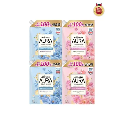 [샤프란]샤프란 아우라 섬유유연제 리필 1.7L4개(윌유메리미2+홀