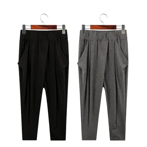 [허밍퍼플] 여성용 2868-페퍼민트 6부 배기 빅사이즈 바지 팬츠 면 폴리 무지 기본 5부 7부 숏배기 여름