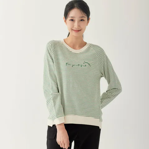 [지센] (2컬러) 스트라이프 라운드 긴팔 티셔츠 LCTSO824