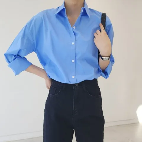 [헤이데이즈]1001 바스락 가을 여자 코튼 루즈핏 셔츠 (화이트 베이지 브라운 카키 외) 블루셔츠 블랙셔츠