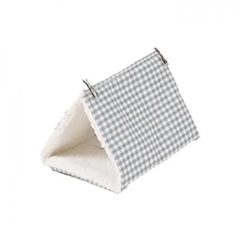 양털 삼각형 형태 조류용 양털 침대 체크블루