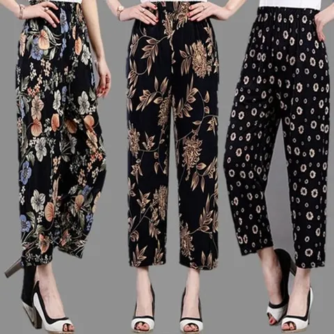 여름용 꽃무늬 기능성 작업용 와이드 밴딩 쿨바지