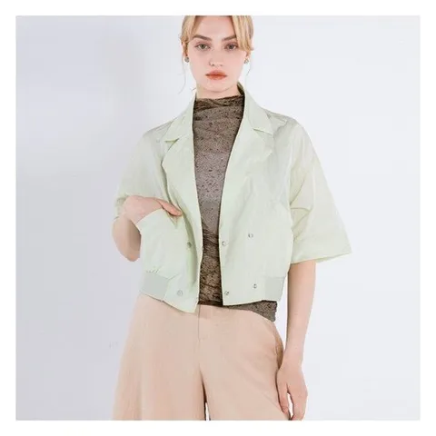 [막스까르띠지오]테일러드카라 더블 버튼 반팔  자켓