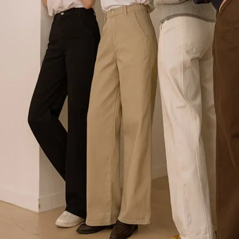 [저스트원] 소프트코튼 절개 와이드팬츠(숏/기본/롱)