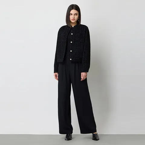 [시슬리] 트위드 점퍼형 자켓_SAJK71511BK