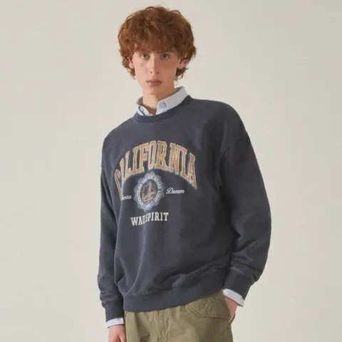 [ 롯데백화점 ][후아유]남녀공용 Garment Dyed Graphic Sweatshirt WHMWF2224U