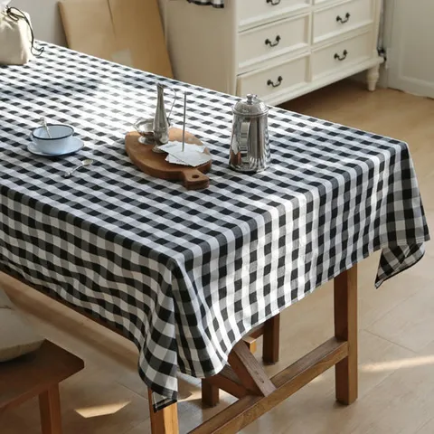 데코토닉 고밀도 블랙체크 식탁보 2인