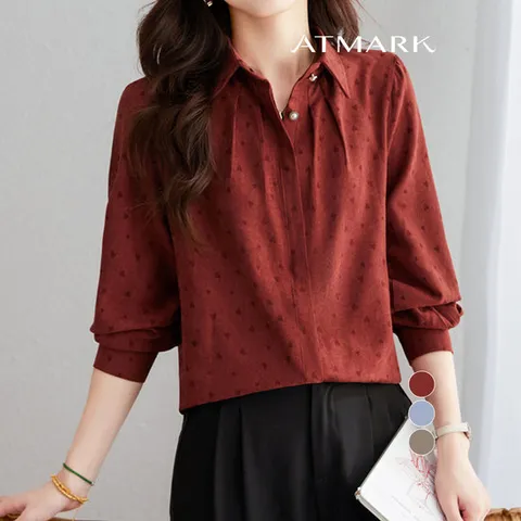 ATMARK 하트패턴핀턱카라셔츠_AA51SH007G