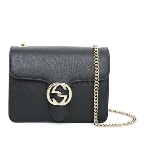 [중고명품] 구찌 인터로킹 GG 체인 크로스백 블랙미니백 510304