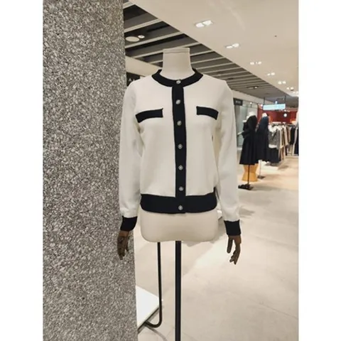 [ 현대백화점 ]JIGOTT 지고트 [라운드 배색 가디건] JR2E1CD513