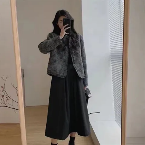 [아리엘스타일]클래식한 시크룩 빅사이즈 마클렛트위드자켓