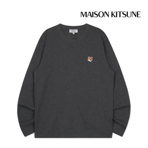메종키츠네 긴팔티셔츠 폭스 헤드 패치 레귤러 롱슬리브 남성 다크그레이 LM00108KJ0008-H170