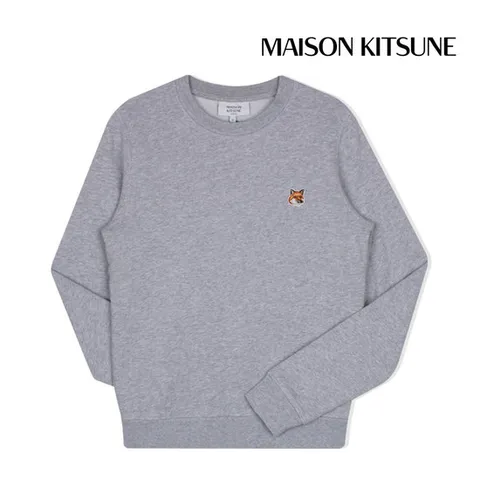 메종키츠네 맨투맨 폭스 헤드 패치 레귤러 스웨트셔츠 여성 라이트그레이 LW00302KM0001-H120