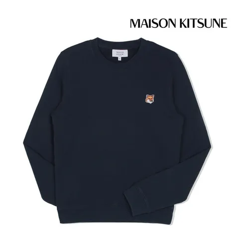 메종키츠네 맨투맨 폭스 헤드 패치 레귤러 스웨트셔츠 여성 잉크블루 LW00302KM0001-P476