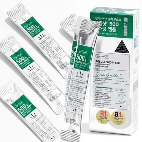 VT 리들샷 500 페이셜 부스팅 퍼스트 앰플 2mlx8개입 브이티 부스터앰플 속건조 피부진정 영양크림 수분크림 보습크림 기초케어 스킨케어 나이트크림 나이트케어 물광피부