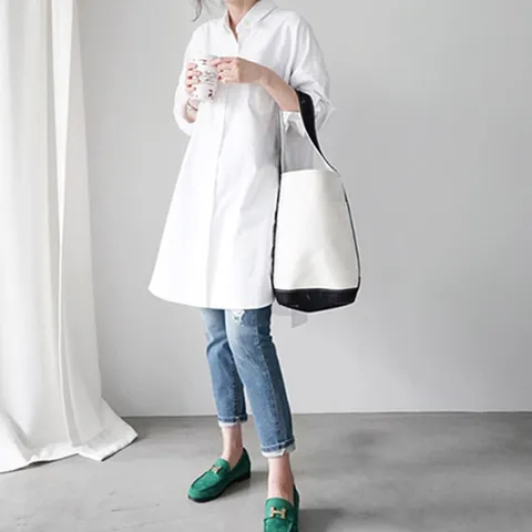 [모어씨유] 포르테 롱 셔츠 긴팔 블라우스 탑