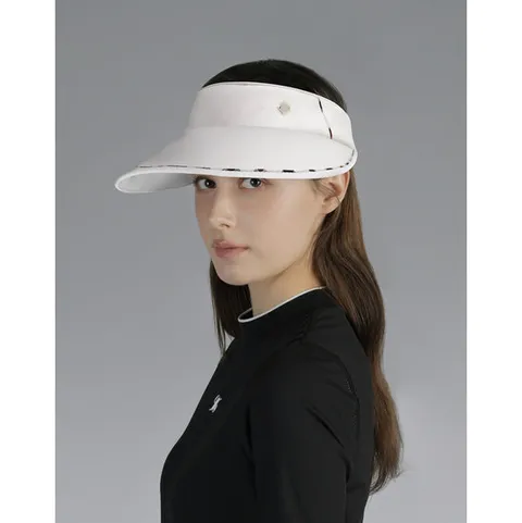 닥스 골프 여성 25SS PREMIUM 베이지 체크 배색 썬 캡 DNHE5E501I2