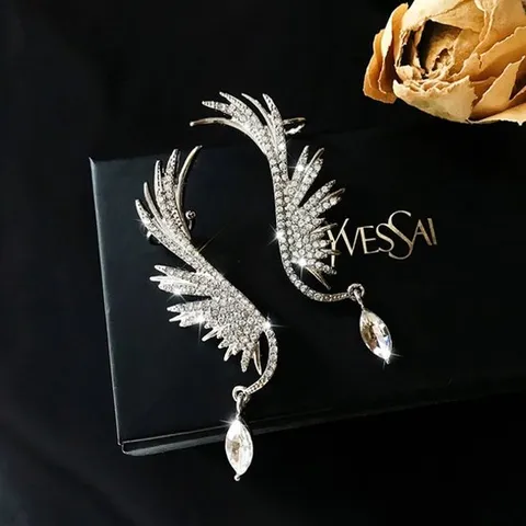 럭셔리스완 이어커프 925실버 은침귀걸이