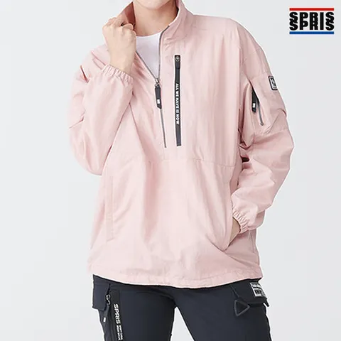 스프리스 여성 방수 지퍼 아노락 점퍼 핑크