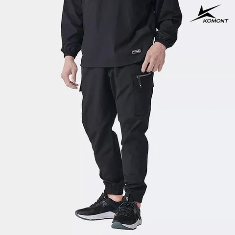 [코몽트] 남성 밴딩 조거 카고 팬츠 블랙