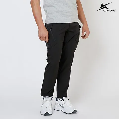[코몽트] 남성 빅포켓 허리밴딩 카고 팬츠 블랙