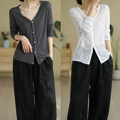 데일리 얇은 차분한 여성 가디건 봄 여름 에어컨 바람