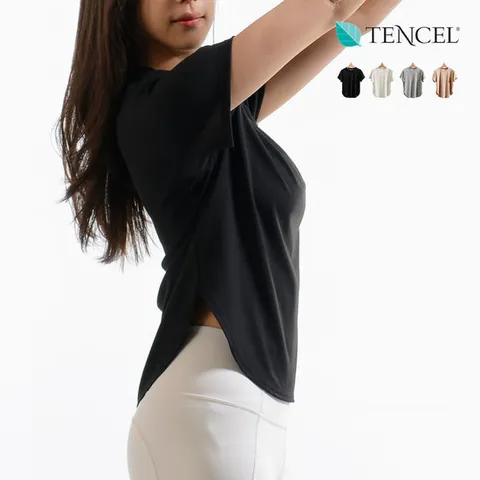 세미크롭탑 요가반팔티 커버업 필라테스복 ro22