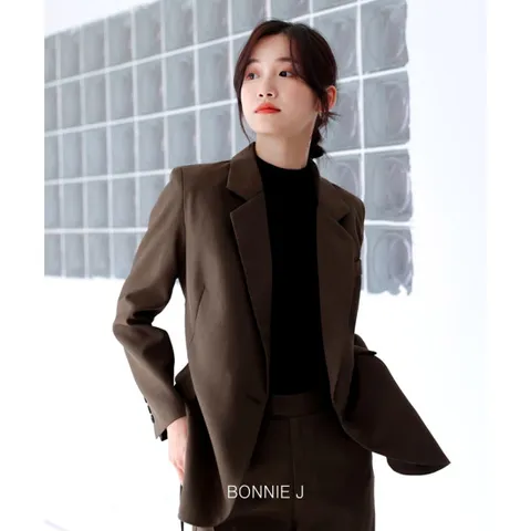 봄 가을 여성 정장세트 여자 셋업수트 빅사이즈 M-XL 브라운 면접복장 촬영 여자 세미정장 명품스타일 투피스