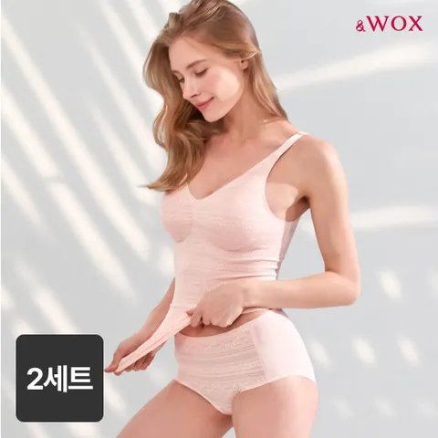 앤왁스 배쏙 쉐이퍼 팬티 레이스 스트랩 2세트 여성 보정속옷