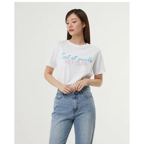 [ 롯데백화점 ]플라스틱아일랜드  실켓터링 레터링 티셔츠 (PR7CH302)